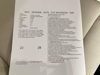 2022 Genesis GV70 2.5T