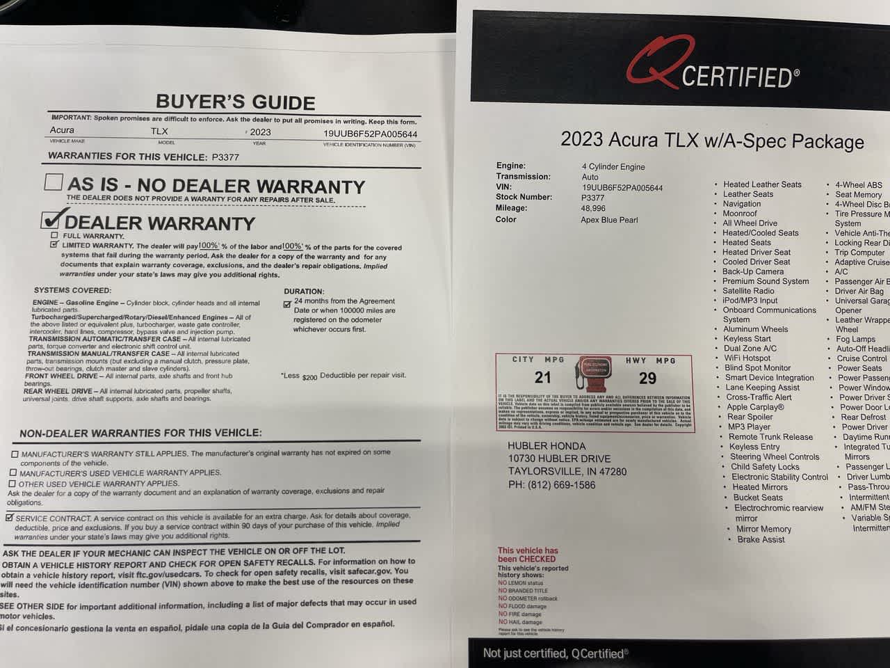 2023 Acura TLX w/A-Spec Package