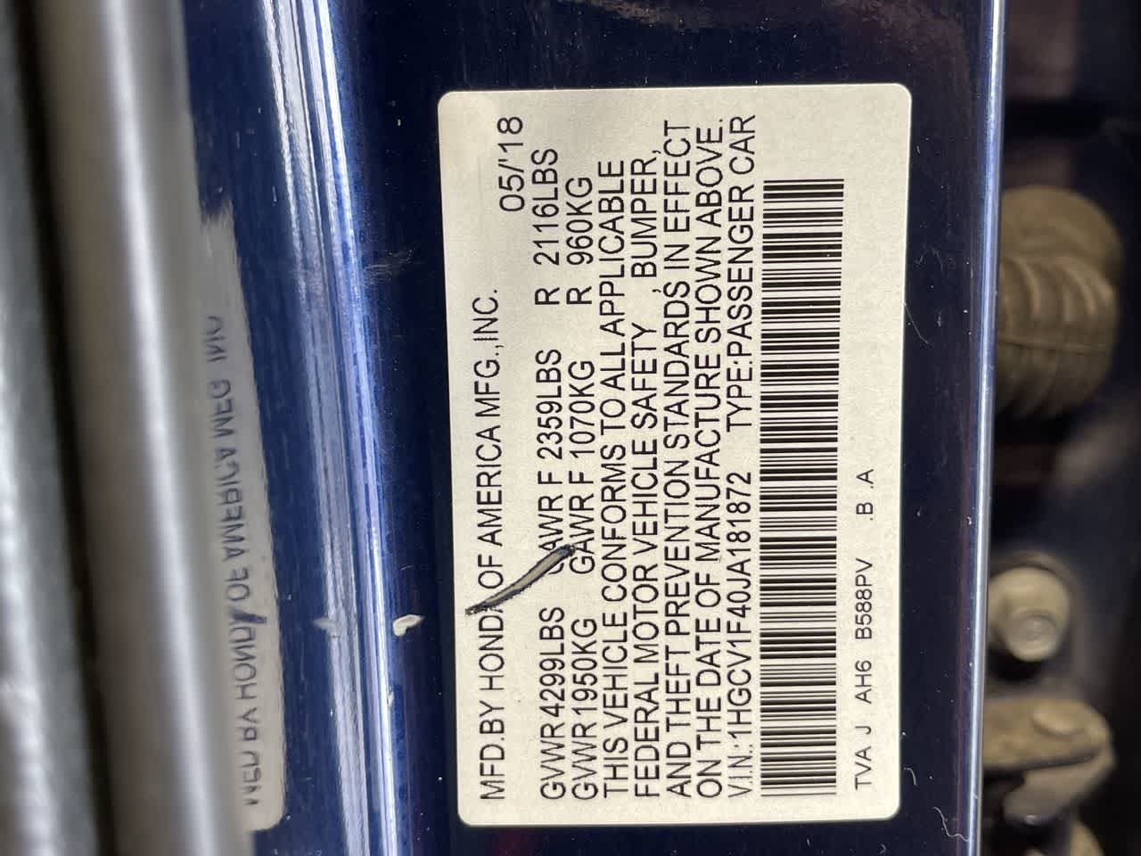 2018 Honda Accord Sedan EX 1.5T