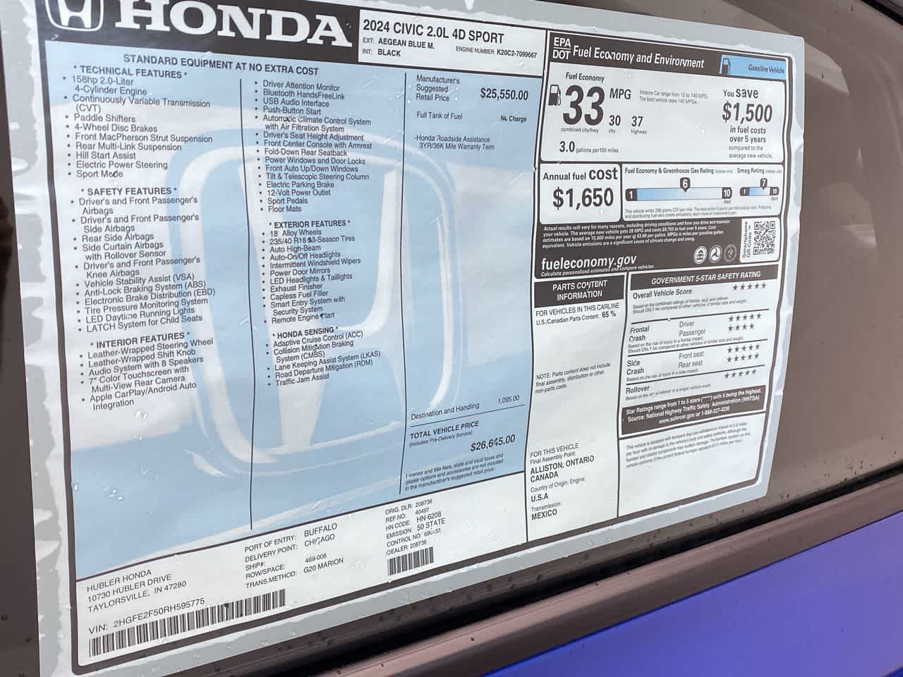 2024 Honda Civic Sport