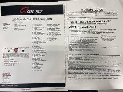 2020 Honda Civic Hatchback Sport