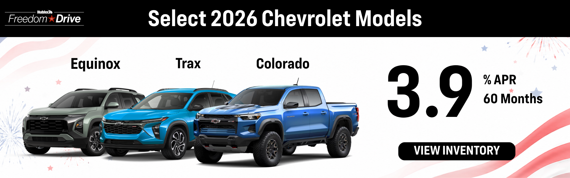 Select Chevrolet Models 3.9% Apr for 60 Mos